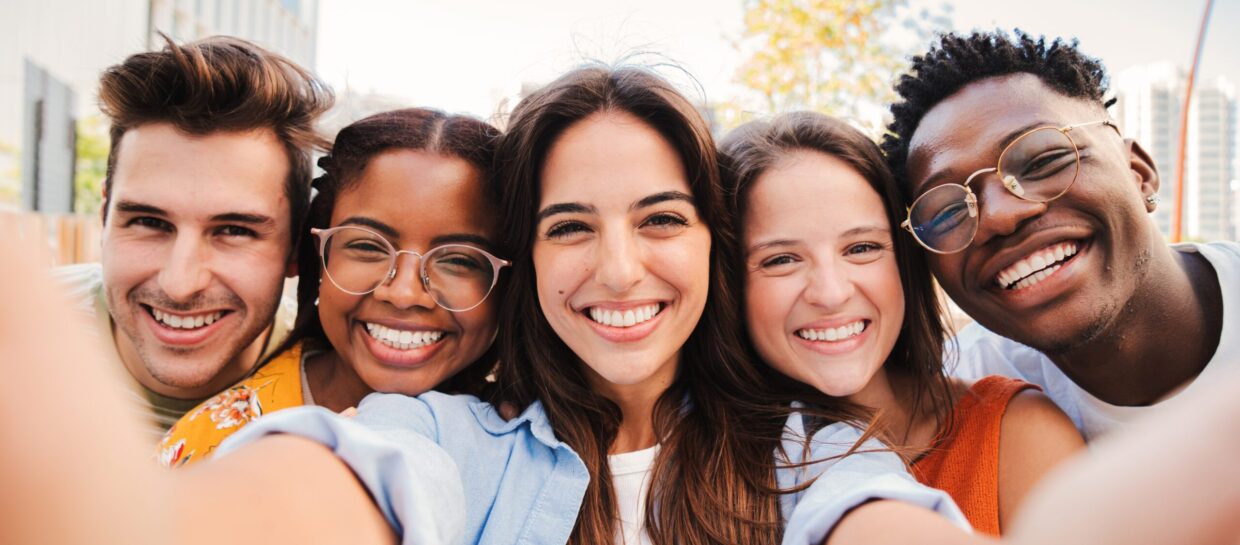 Group,Of,Happy,Multiracial,Teenagers,Having,Fun,Smiling,Taking,A